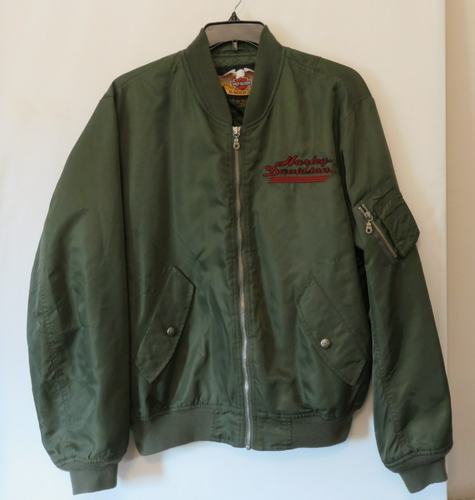 Vtg Harley Davidson Motorcycle Bomber Jacket Nylon Embroidered Biker Men's XL* - Picture 2 of 15