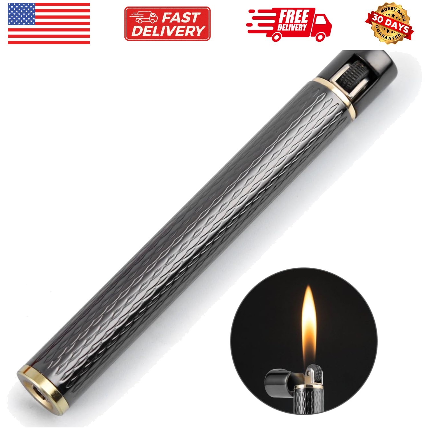 Butane Fuel Lighter, Cool Pipe lighters, Soft Flame Flint Lighters, Cigarette...