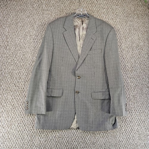 Chaps Ralph Lauren Wool/Silk Blazer Jacket Mens 42L Two Button Houndstooth - Picture 1 of 12