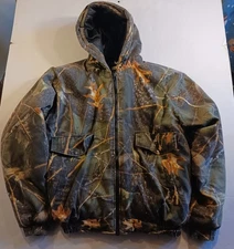 WFS ELEMENT GEAR Jacket Mens L Burly Camo Green FALL LEAF Hood Vest Pocket 