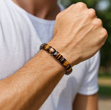 Men  s Tiger Eye Gemstone Bracelet Energy Protection Grounding Jewelry Xmas Gifts