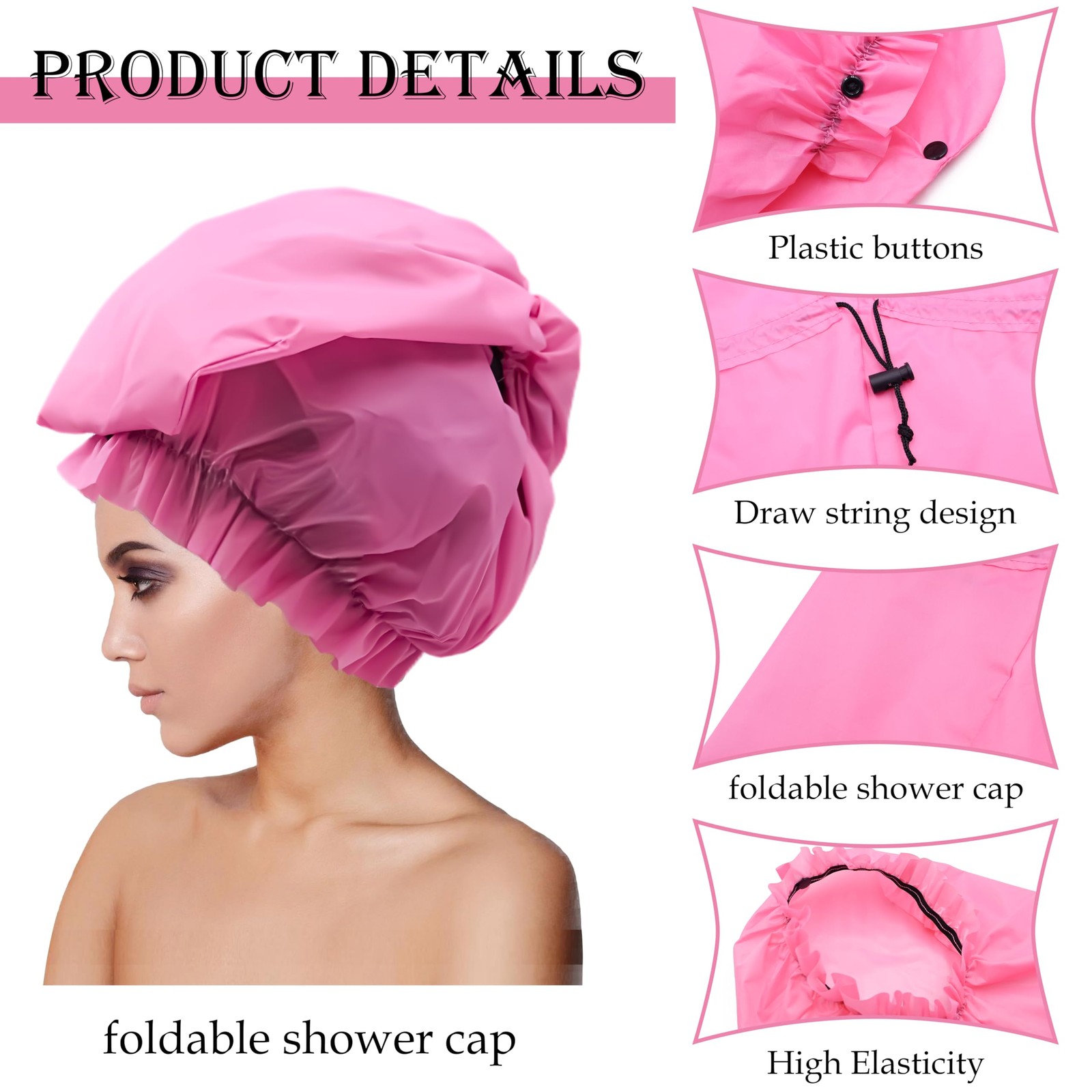 Large Shower Caps for Braids, 2 PCS Waterproof Shower Caps for Long Hair, Reu...