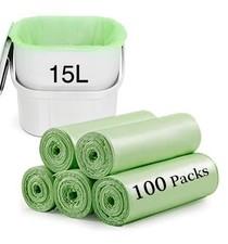 Small Trash Bags 2.6 Gallon - 100 Counts Compostable Garbage Bags, 15 L Mini T