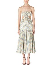 Carolina Herrera Halter Bandeau Ruffled Edge Midi Dress Women's