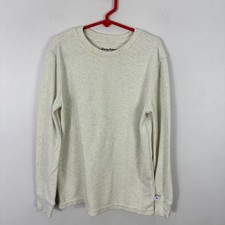Tommy Bahama Kids Thermal Shirt M 7/8 Cream Long Sleeve Waffle Knit Casual