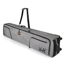 Rolling Ski Bag,Padded Snowboard Bag with Wheels for Air Travel, Fit 190 Grey