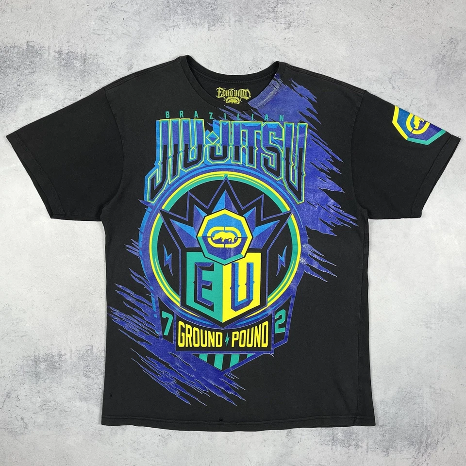 Hombres Ecko Unltd Brazilian Jiu Jitsu MMA Y2K Crazy Faded T Shirt Negro Tall... - Imagen 2 de 4