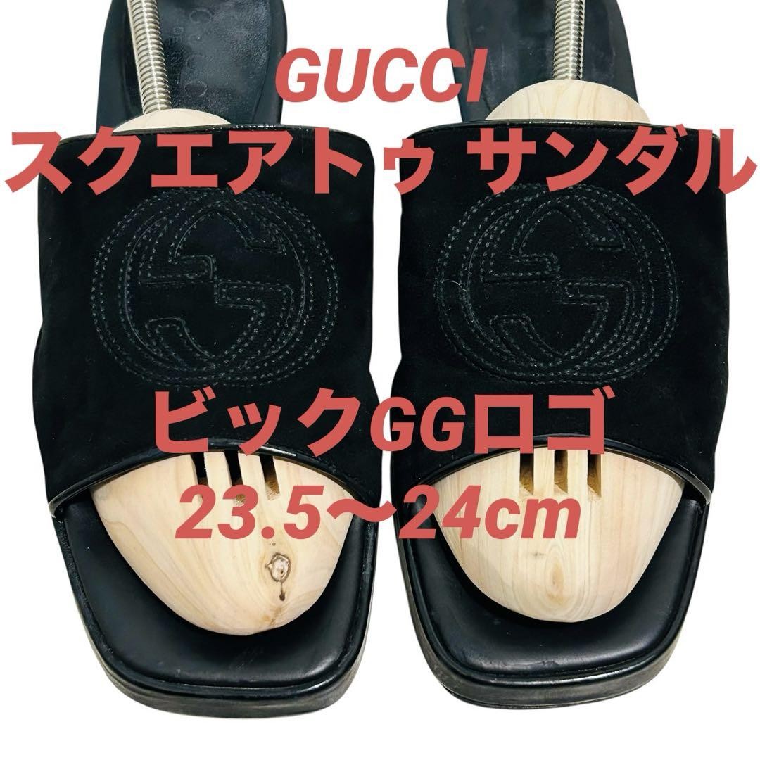 APL GUCCI Mules sandali tacco ad incastro scamosciato nero EU36 5 US6 5 90643c
