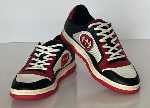 Gucci Dali Soft White/Black/Red Leather Sneakers 12.5 US (Gucci 12) 762611 NIB - Picture 1 of 19
