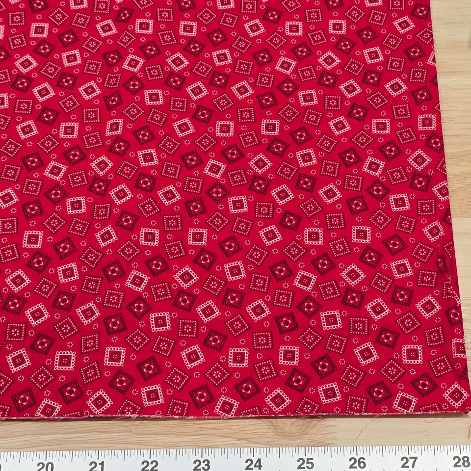 Cotton Quilt Fabric 35"x52" Red Bandana Print Western - Image 2 of 4