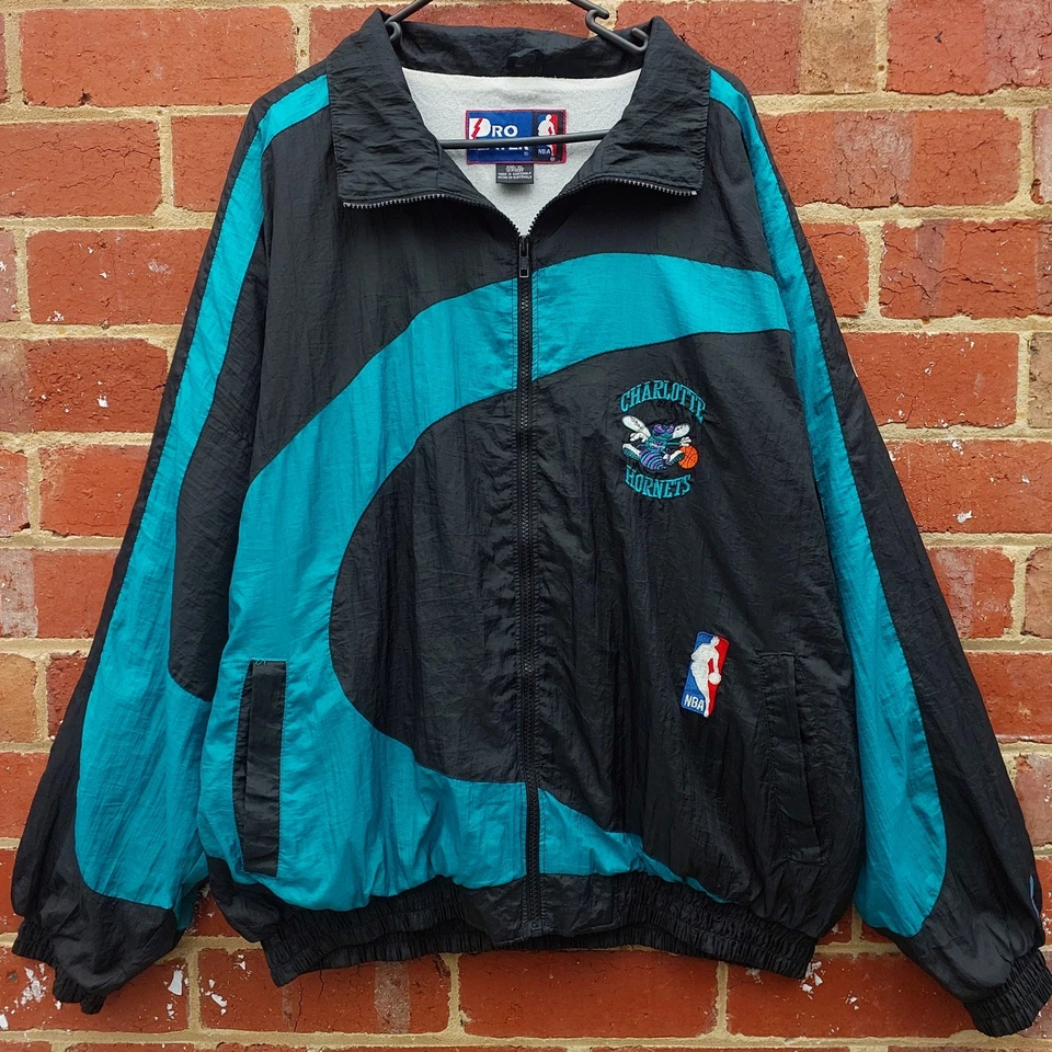 RARE Vintage 90s CHARLOTTE HORNERS NBA Basketball Zip Windbreaker Lined Jacket - Image 2 of 4