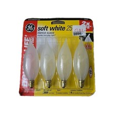 GE 25 Watt Soft White Double Life TYPE B Light Bulbs w/Candelabra Base 4 Pack