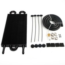 4 Row 6AN Engine Transmission Oil Cooler Manual Radiator Converter Kit Black