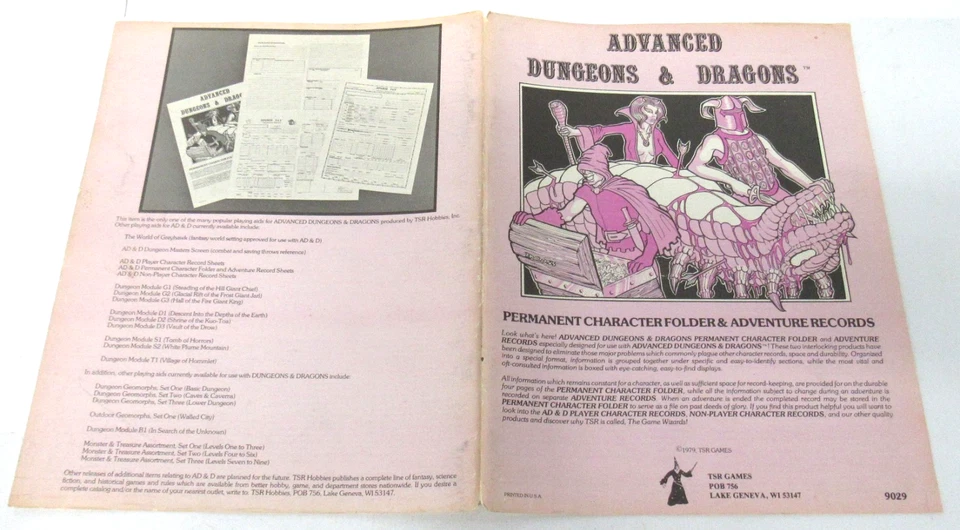 TSR 9029 RARE PINK Advanced D&D Permanent Character Folder & Adventure Log 1979 - Image 2 of 4