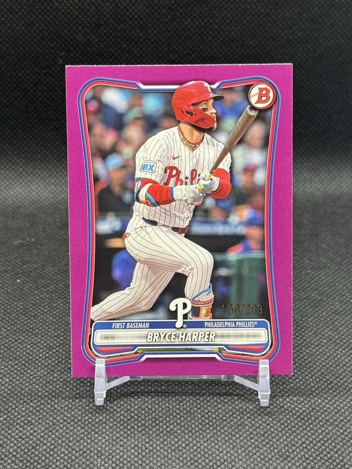 2026 Bowman Bryce Harper #7 FUCHSIA PURPLE BORDER PARALLEL /299 Phillies SP