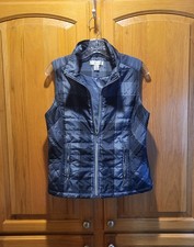 Christopher  Banks Blue Plaid Quilted Full Zip Lightweight Vest women's Size S
