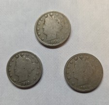 1906, 1910, 1911 Liberty V Nickel Lot of 3. #3