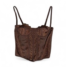 Brown lace corset top with adjustable straps. Beautiful Details.