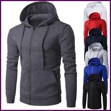 Men's Autumn Zip Hoodie Jacket Slim Fit Long Sleeve Casual Sweatshirt