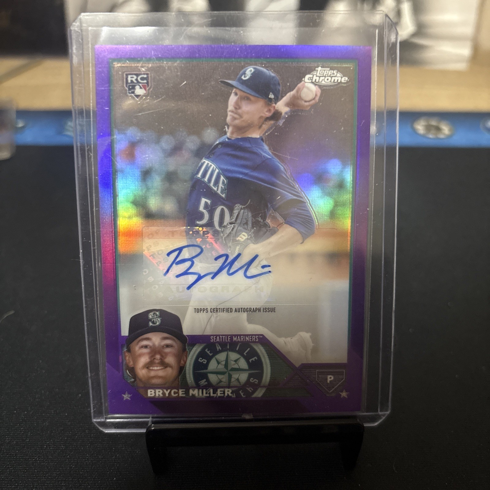 2023 Topps Chrome Update Series Autographs Bryce Miller Purple Refractor /250 RC