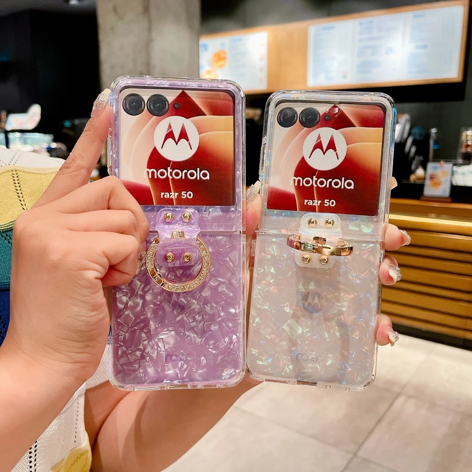 3D Bling Clear TPU Ring Flip Case For Motorola Razr 60/50 2025 Clear Soft Film - Image 3 of 4