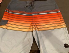 O'Neill Mens Blue Striped Board Shorts Striped Multicolor Size 34 Swim wear