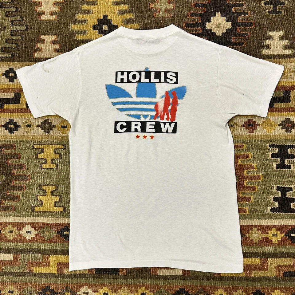 Vintage 80s Adidas Run DMC Rap Tee Hollis Crew Sz M - Image 2 of 4