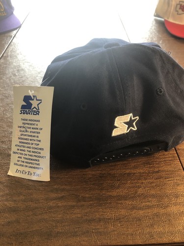 NWT 1990s RARE VTG NCAA Georgetown Hoyas Super Soft Felt Starter Hat, Navy Blue - Picture 3 of 8