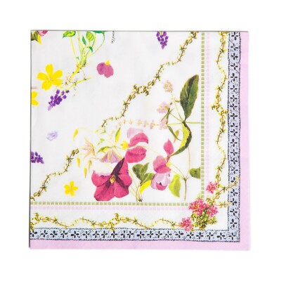 TWO Individual Napkins Flowers Circle Lunch  for Decoupage (997)