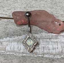 Illuminating Stone Belly Button Ring 14 Gauge Surgical Steel New Navel Ring