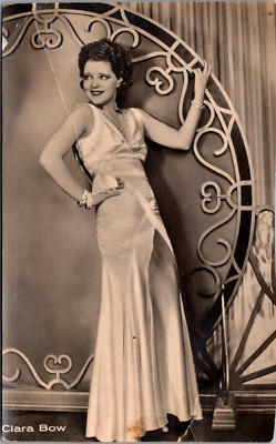RPPC Silent Movie Actress Clara Bow Posing in Sexy Gown Postcard