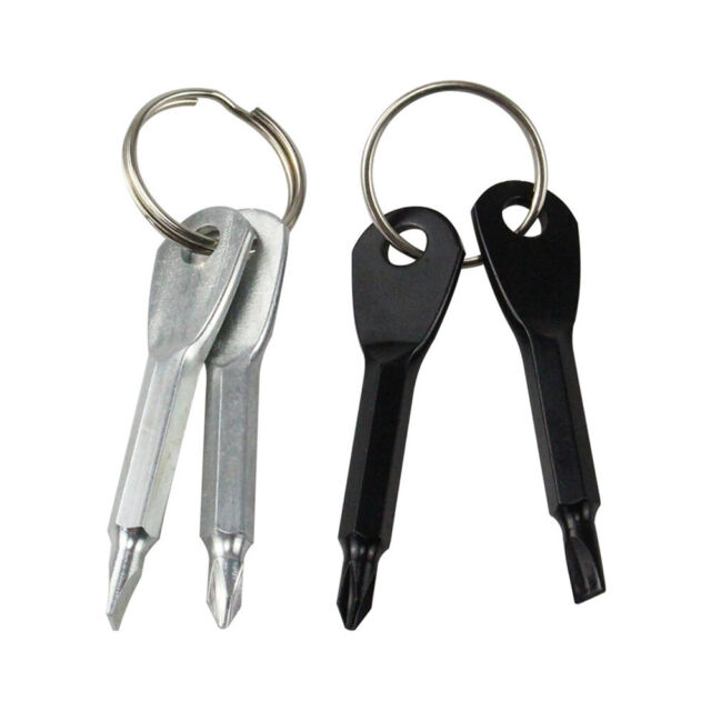 Stainless Steel Slotted Phillips Head Screwdriver Keychain Outdoor Portable Tool