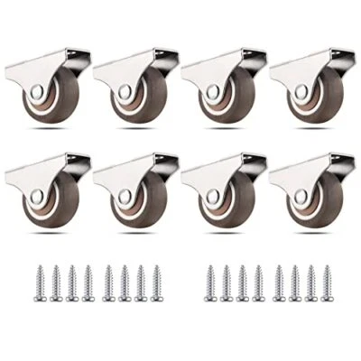WEITELAI Mini Fixed Caster Wheels 1 inch Silent Ball Bearing Small Casters Wheels Meta...