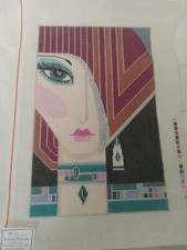 HANDPAINTED NEEDLEPOINT ART DECO WOMAN CANVAS