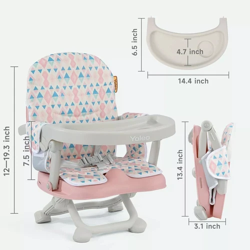 Travel Booster Seat w/ Tray Adjustable Folding High Chair Children Baby Armchair - Picture 9 of 78