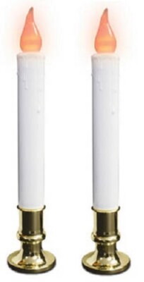 (2) Sylvania V1517 9'' Electric Window Candles w Automatic Shut Off Timer 