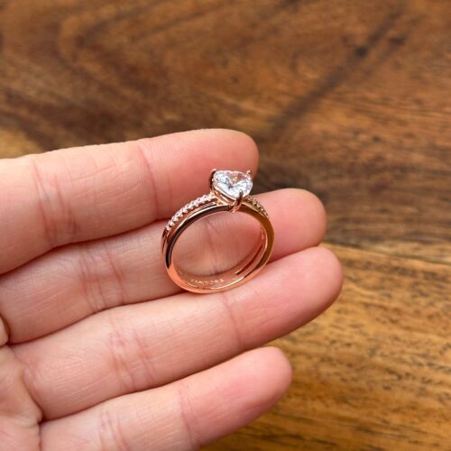 Pandora Double Band Heart Ring Rose Gold Size 52 (6) - Picture 7 of 8