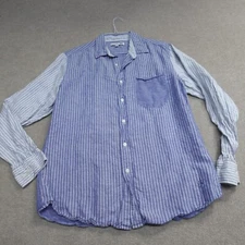 Uniqlo Shirt XL Blue Solid Linen Blend JW Anderson Striped