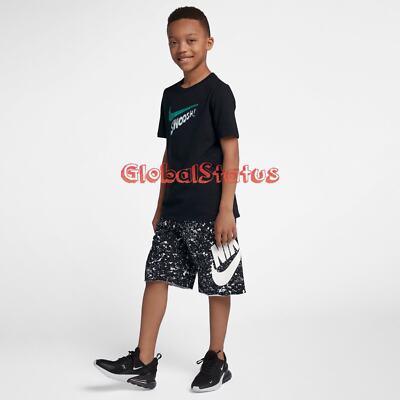 BOYS NIKE ALUMNI SSNL BLACK WHITE SPECKLED NOTEBOOK SHORTS MEDIUM  892480-010