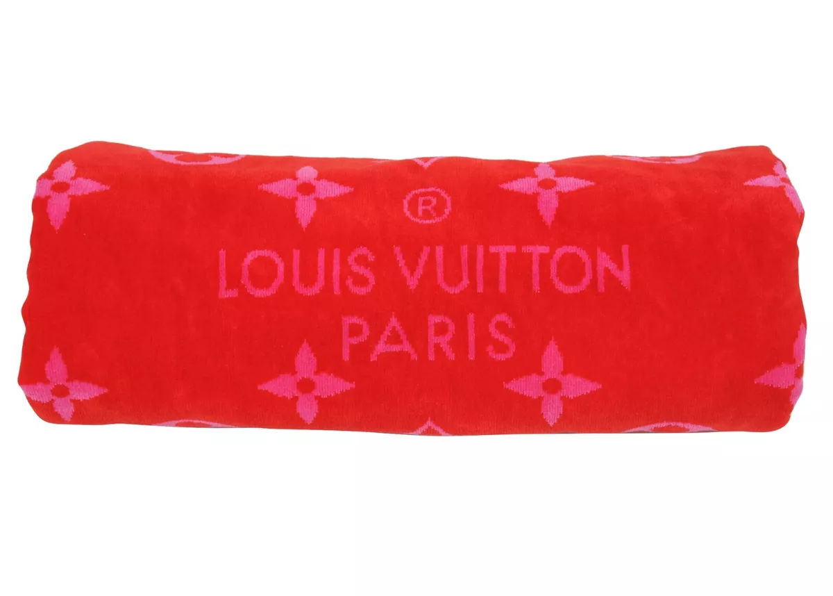 Louis Vuitton Beach Bath Towel Red Pink Drap De Bain Monogram