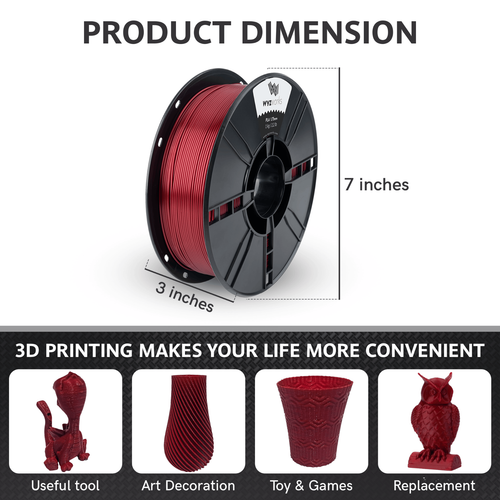 WYZworks Premium PLA ABS 1.75mm 3mm 3D Printer Filament MakerBot RepRap1kg/2.2lb - Picture 131 of 132