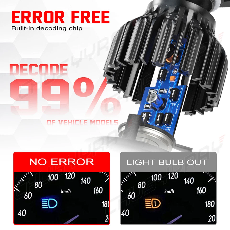 Pair 130W Black 7" Round Led Headlights for Jeep Wrangler 1997-2018 TJ LJ JK - Image 4 of 4