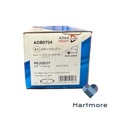 Allied Nippon ADB0704 Brake Pad Set Front LH/RH