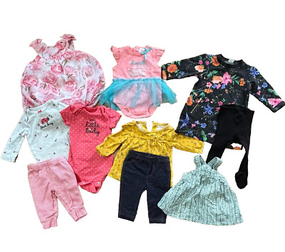 Baby Girls Clothes Lot 10 Piece Spring Summer Dresses Pants Romper 3-6 Months