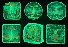 Alien Ufo Abduction Sticker Glow In The Dark Vinyl Decal Sci-fi Laptop Wall