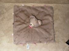 Kellytoy Brown Sleeping Teddy Bear 13" Lovey Security Blanket with Pink Tags