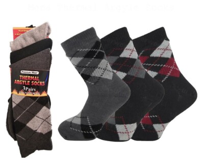 24 Paar Herren Herren Argyle Thermo Socken Warm Winter Arbeit Stiefel Socken...