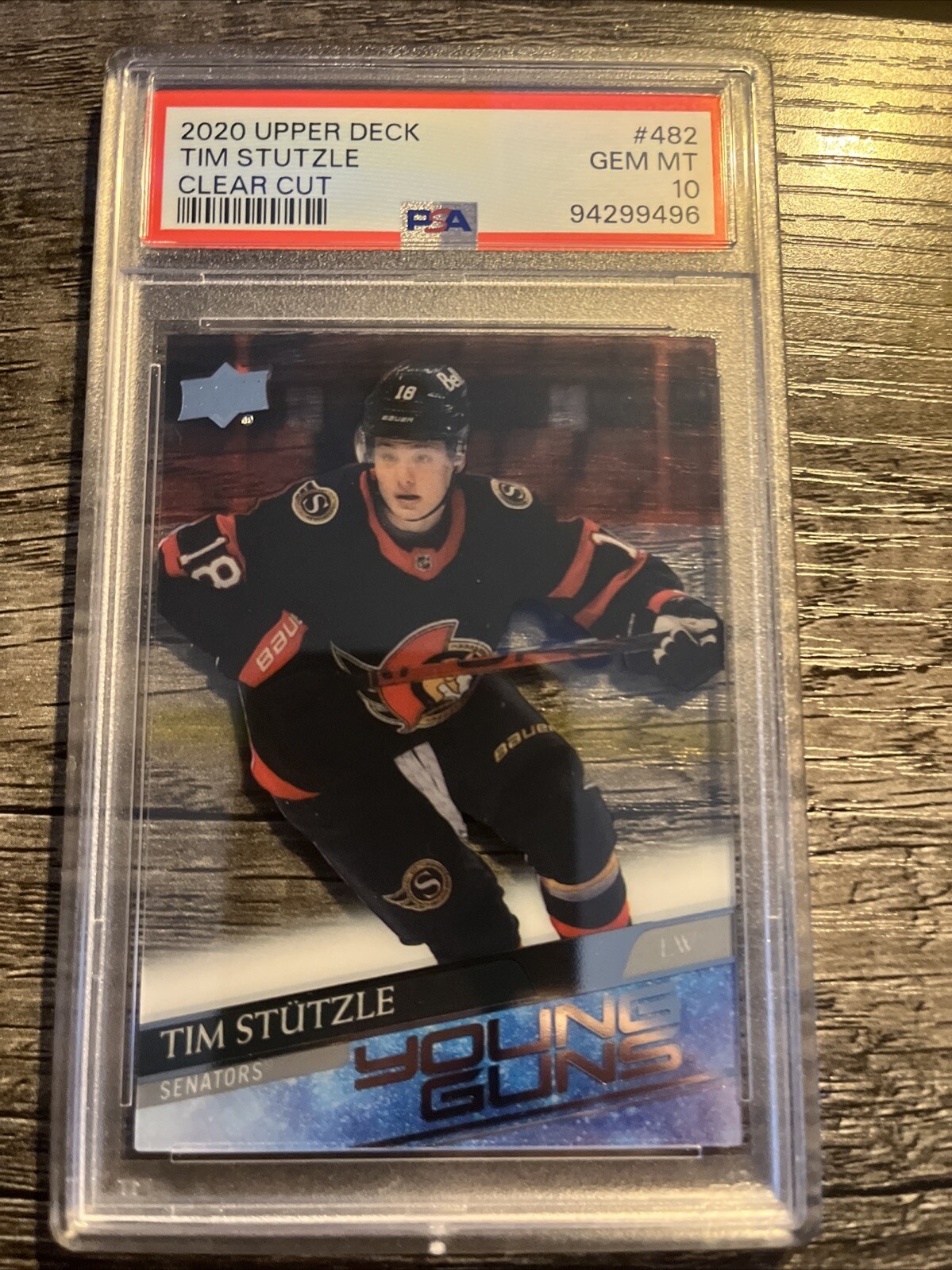 TIM STUTZLE 2020-21 Upper Deck Young Guns Clear Cut RC #482 PSA 10 GEM MT