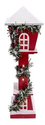 LED Weihnachtsschmuck Leucht Laterne Winter Display Festlich Holz Schnee Haus