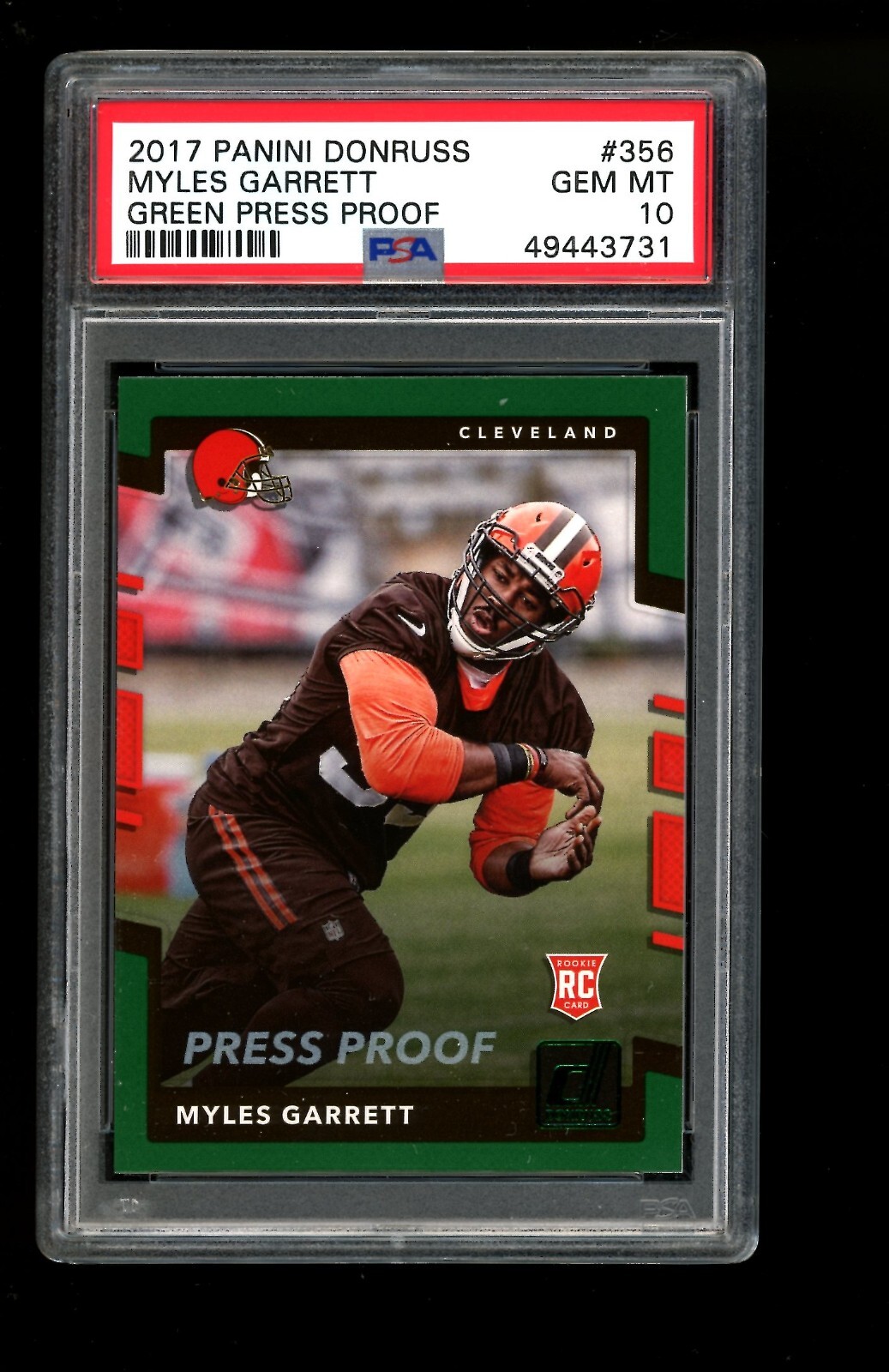 Myles Garrett Panini Donruss #356 Green Press Proof